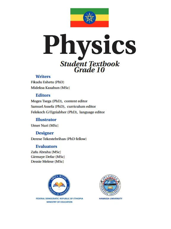Download Ethiopian new Curriculum grade 10 physics Student Textbook PDF